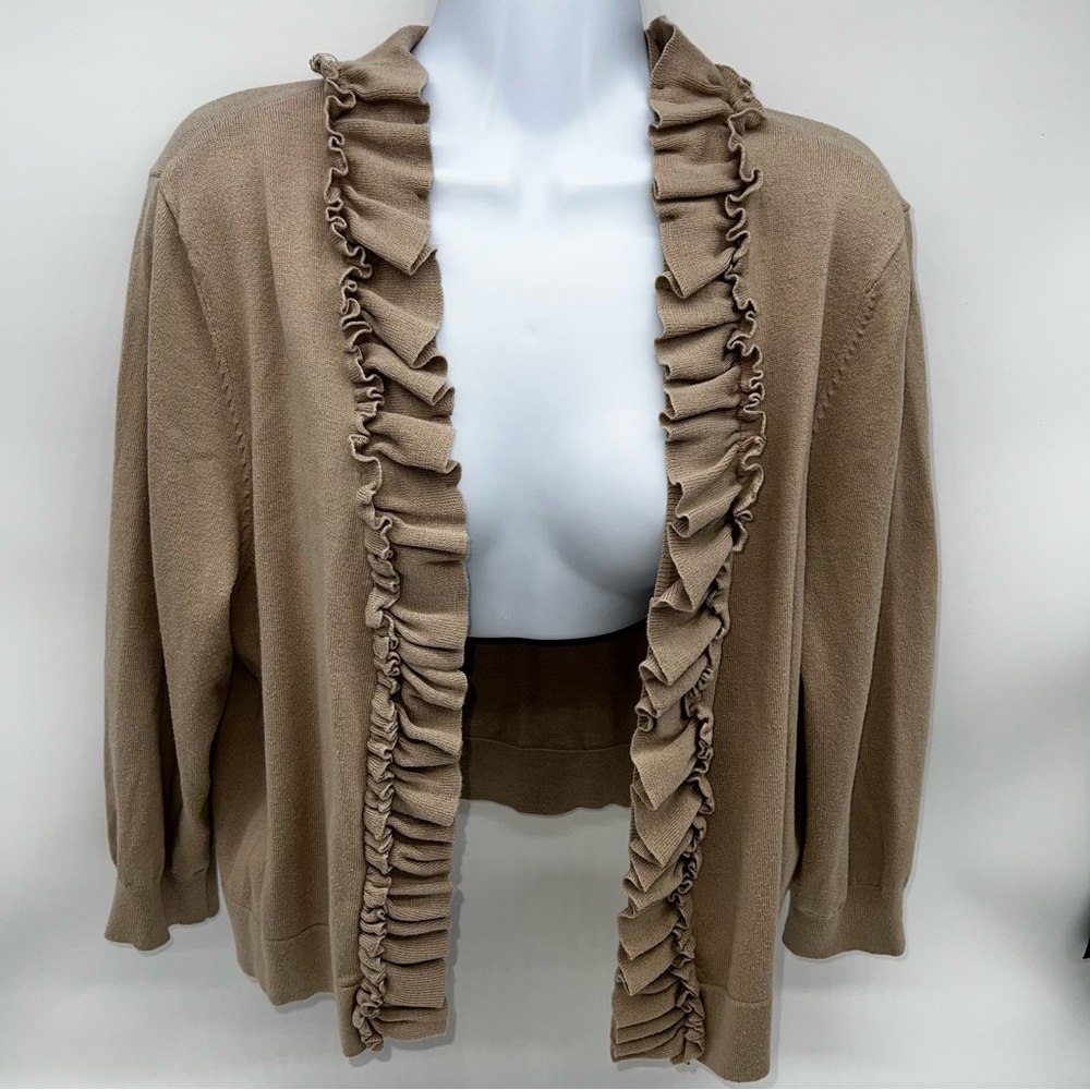 Style & Co. Ruffled Brown Cardigan